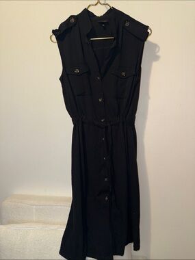 Who what wear Sleeveless Black Button-Front Shirt Dress